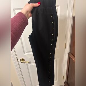 MICHAEL Michael Kors Black Pants with Gold Accents